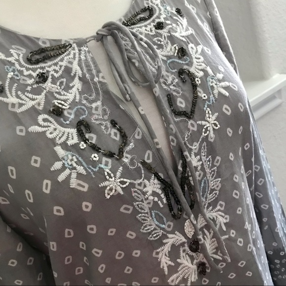 Antonio Melani Embroidered Ombré Tunic Dress/Swim Cover Cotton Size Small - Picture 7 of 14